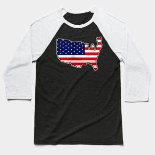 USA Map United States Flag Love Patriotism America Baseball T-Shirt